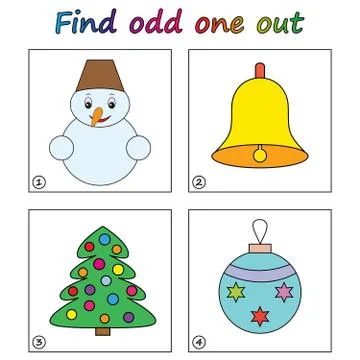 Find odd one out - game for kids. Worksheet. Visual Educational puzzle Game f Stock Illustration