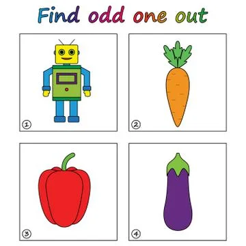 Find odd one out - game for kids. Worksheet. Visual Educational puzzle Game f Stock Illustration