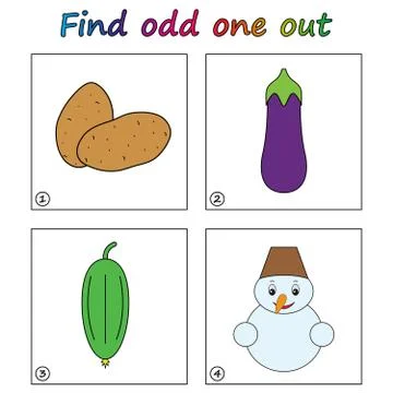 Find odd one out - game for kids. Worksheet. Visual Educational puzzle Game f Stock Illustration