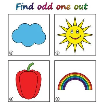 Find odd one out - game for kids. Worksheet. Visual Educational puzzle Game f Stock Illustration