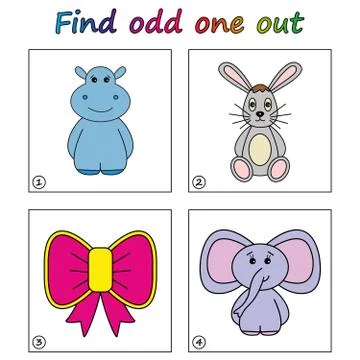 Find odd one out - game for kids. Worksheet. Visual Educational puzzle Game f Stock Illustration