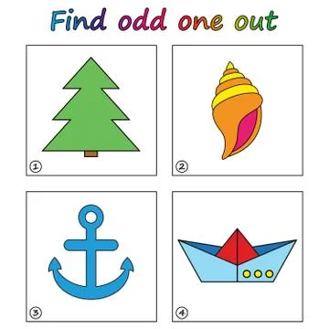 Find odd one out - game for kids. Worksheet. Visual Educational puzzle Game f Stock Illustration