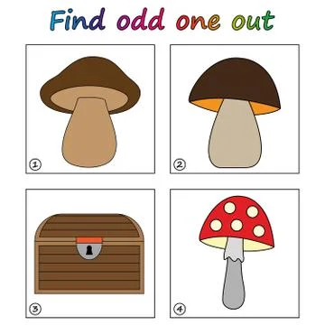 Find odd one out - game for kids. Worksheet. Visual Educational puzzle Game f Stock Illustration