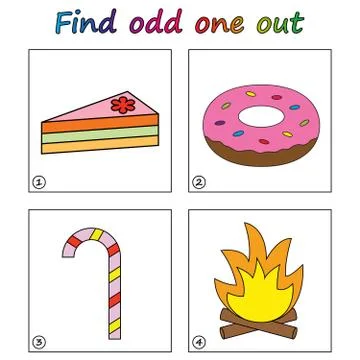 Find odd one out - game for kids. Worksheet. Visual Educational puzzle Game f Stock Illustration