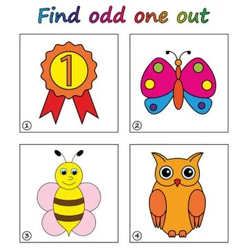 Find odd one out - game for kids. Worksheet. Visual Educational puzzle Game f Stock Illustration