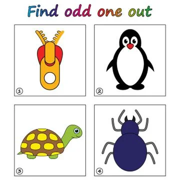 Find odd one out - game for kids. Worksheet. Visual Educational puzzle Game f Stock Illustration