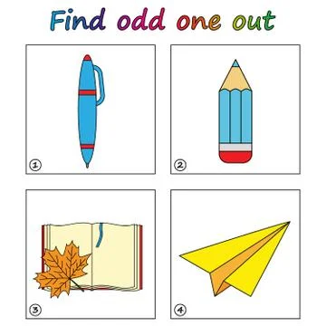 Find odd one out - game for kids. Worksheet. Visual Educational puzzle Game f Stock Illustration