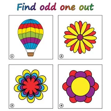 Find odd one out - game for kids. Worksheet. Visual Educational puzzle Game f Stock Illustration