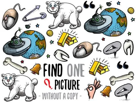 Find one picture educational game Illustrazione stock