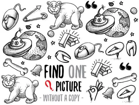 Find one picture educational game Illustrazione stock