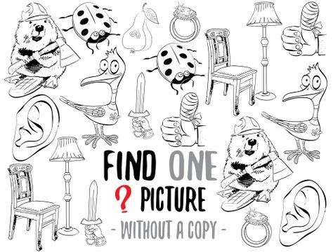 Find one picture educational game Illustrazione stock
