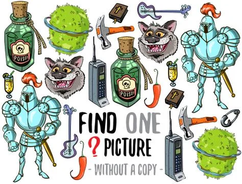 Find one picture educational game Illustrazione stock