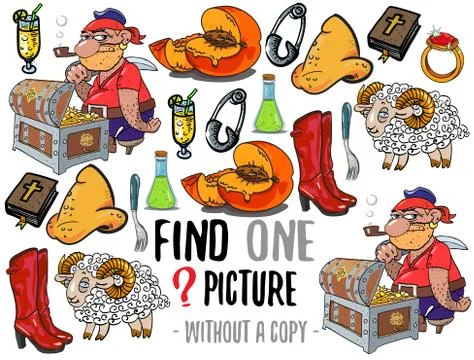 Find one picture educational game Illustrazione stock