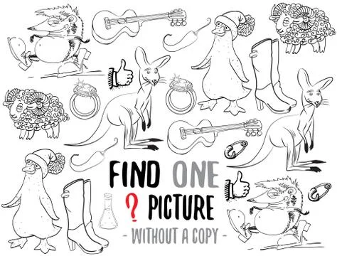 Find one picture educational game Illustrazione stock