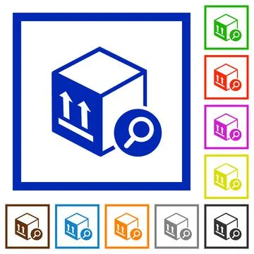 Find package flat framed icons 스톡 일러스트