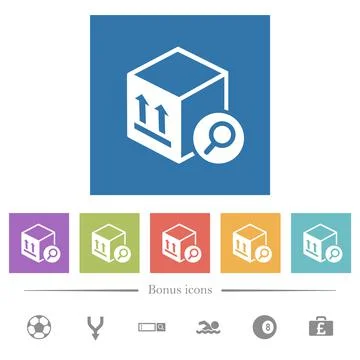 Find package flat white icons in square backgrounds Illustrazione stock
