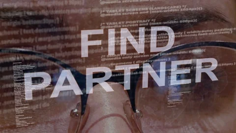 Find Partner text on background of female developer Stock Footage 107201245