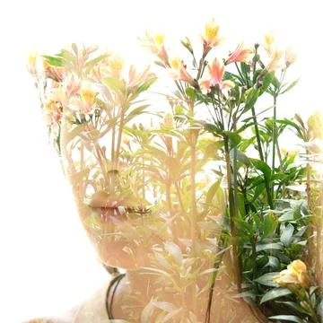 Find the peace inside yourself. Double exposure Stock Photos