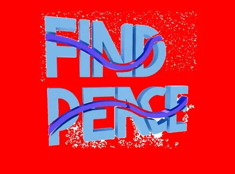Find Peace Text 3D Rendering Typography Graffiti Logo Symbol, suitable for .. Stock Illustration