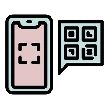 Find phone qr code icon outline vector. Scanner screen Stockillustratie