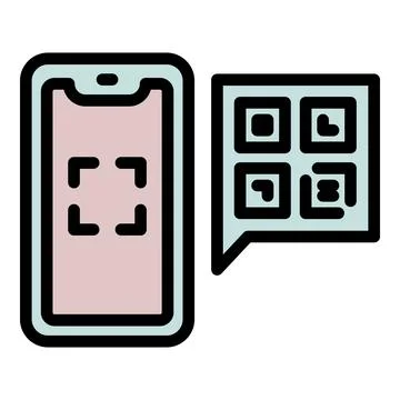 Find phone qr code icon outline . Scanner screen Illustrazione stock