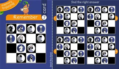 Find the right answer memory chessmen Stock Illustration