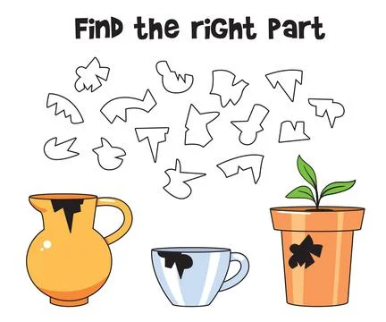 Find the right part. Educational game for children. Cartoon vector illustrati Stock Illustration