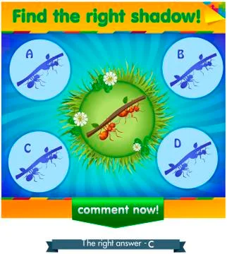 Find right shadow ants  Stock Illustration