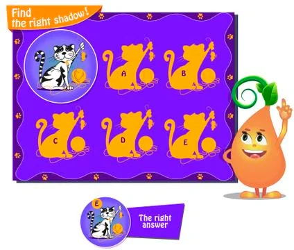 Find right shadow cat, mouse Stock Illustration