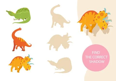 Find the right shadow. A collection of educational games for children. Illustrazione stock