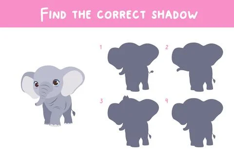 Find the right shadow. Educational game for children. Illustrazione stock