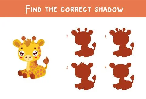 Find the right shadow. Educational game for children. Stock Illustration
