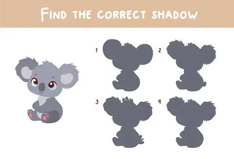 Find the right shadow. Educational game for children. Stock Illustration