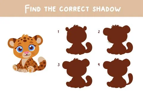 Find the right shadow. Educational game for children. Illustrazione stock