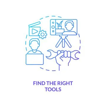 Find right tools blue gradient concept icon Stock Illustration