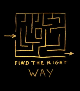 Find the right way conception. labirint and text Illustrazione stock