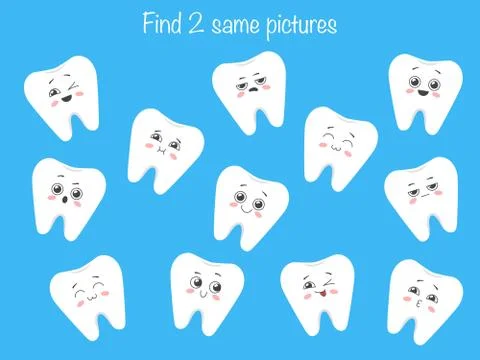 Find the same pictures - children educational game with forest animals faces. Ilustración de archivo