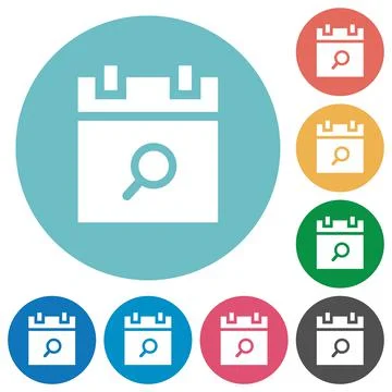 Find schedule item flat round icons Stock Illustration