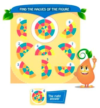 Find the  shape halves  logic Stock Illustration