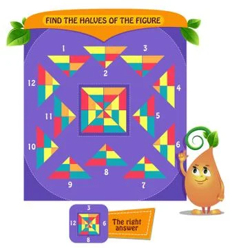 Find the  shape halves  logic square Illustrazione stock