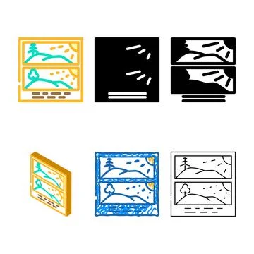 Find the stylized difference color icon vector Stock Illustration