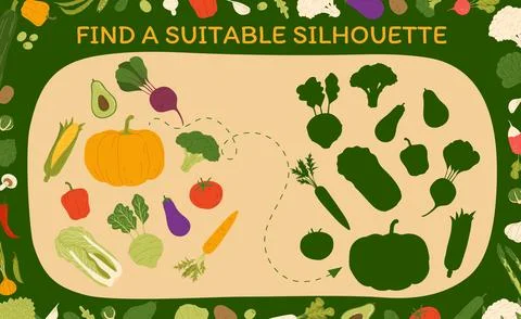 Find a suitable silhouette of raw vegetables Stock Illustration