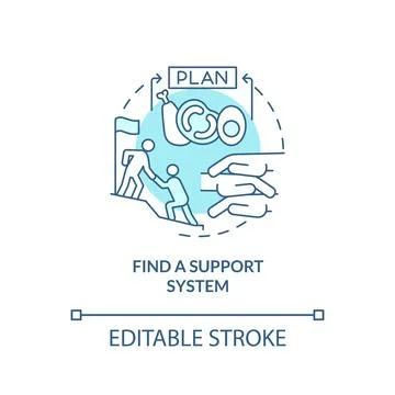 Find support system turquoise concept icon Illustrazione stock