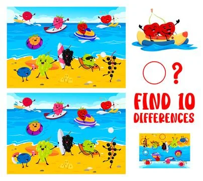 Find ten differences between funny berry character Stock Illustration