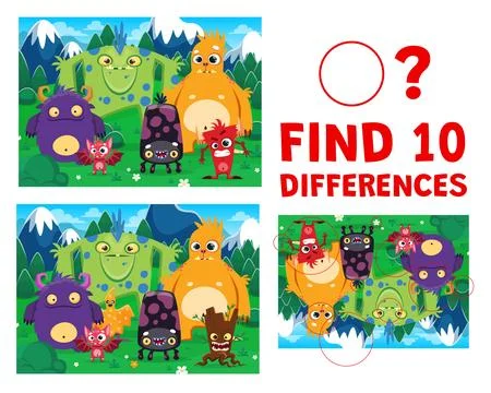 Find ten differences between funny monster game Stockillustratie