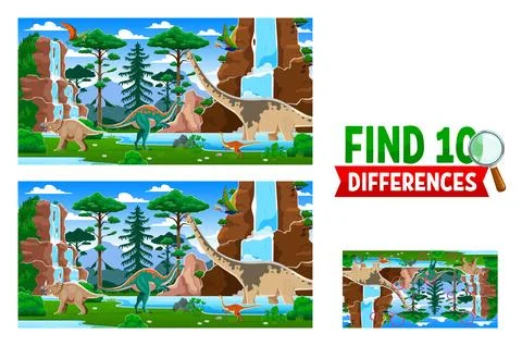 Find ten differences between prehistoric dinosaurs Stockillustratie