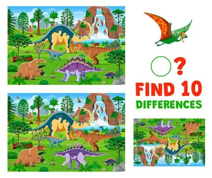 Find ten differences between prehistoric dinosaurs Stockillustratie