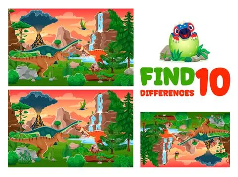Find ten differences between prehistoric dinosaurs Stockillustratie