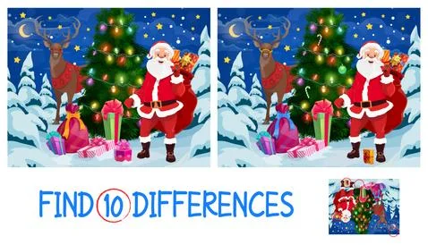 Find ten differences Christmas game for kids Illustrazione stock