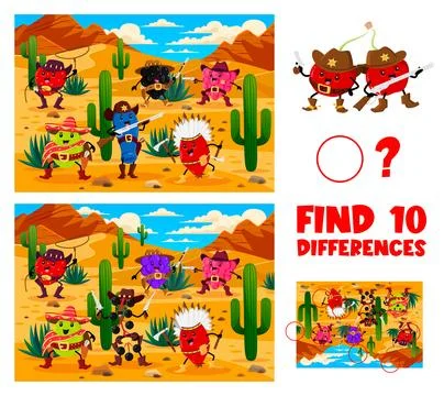 Find ten differences game with berry characters Illustrazione stock